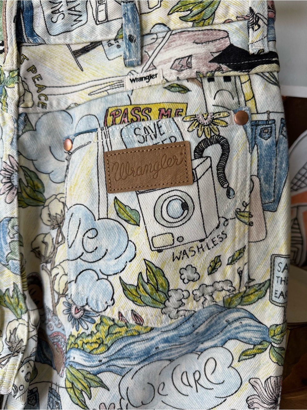 Wrangler x Free People Westward 626 Earth Day Limited Edition Denim Jeans Sz 28 - Picture 3 of 16